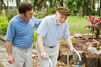 man walking with senior