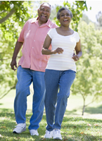 senior couple walking together